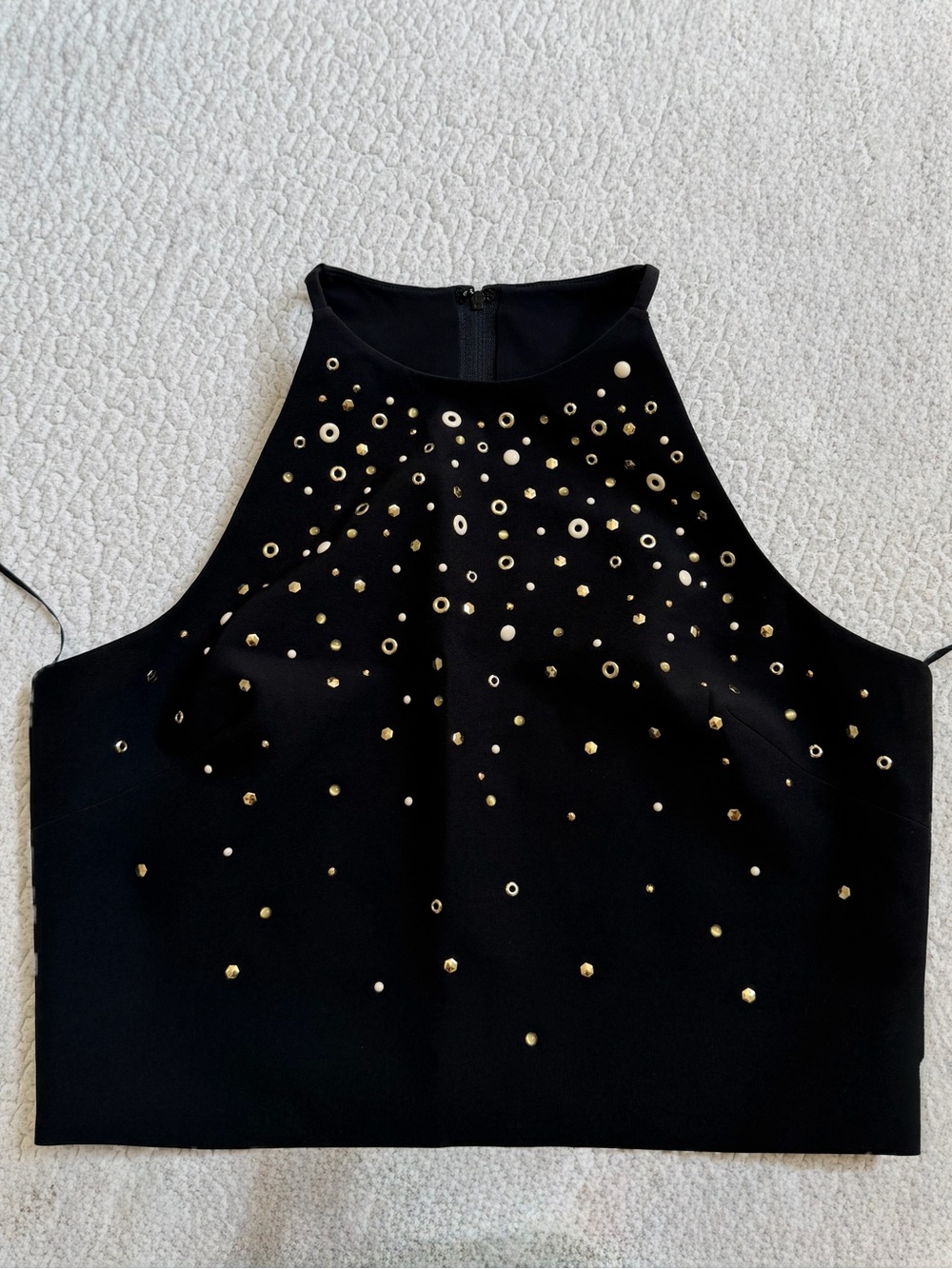 Badgley Mischka Black Top with Gold Eyelet Embellishments